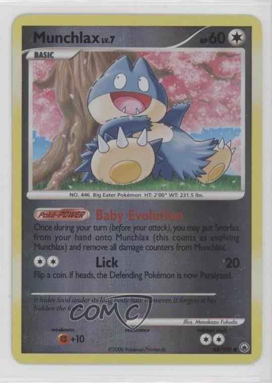 Munchlax Reverse Foil Pokémon Diamond & Pearl Majestic Dawn #68 2008