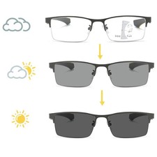 Photochromic Gunmetal Progressive Multifocal Reading Glasses Anti-blue Magnifier