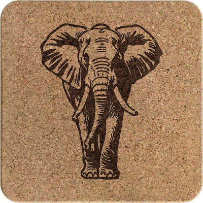Quadratischer Korkuntersetzer/Topfständer 'Afrikanischer Elefant' (TR00026152)