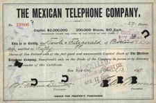 The Mexican Telephone Company 1899 Nowy Jork 50 akcji oryginalne podpisy