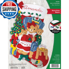 Bucilla Felt Applique 18" Stocking Making Kit, Storytime Bears, Perfect for DIY