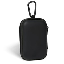 Rectangle Earbud Case EVA Storage Organizer Tech Pouch with Carabiner Black