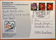 Bund, Werbe-Karte Hessentag m Autogramme, Blumen aus MH, 2008, Homburg Efze