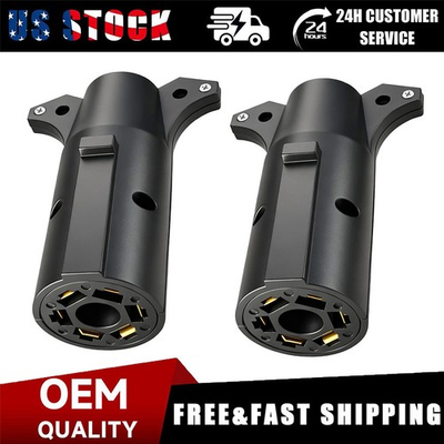 #ad 2Pcs 7 Way Round RV Style Trailer Light Plug Connector Replacement End Blade Pin $6.99