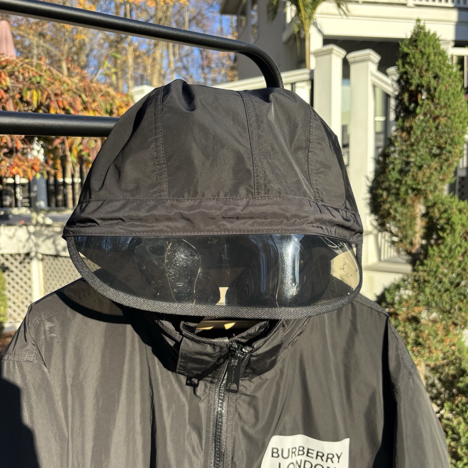 Authentic Burberry Rain Jacket Visor Taffeta Hood… - image 11