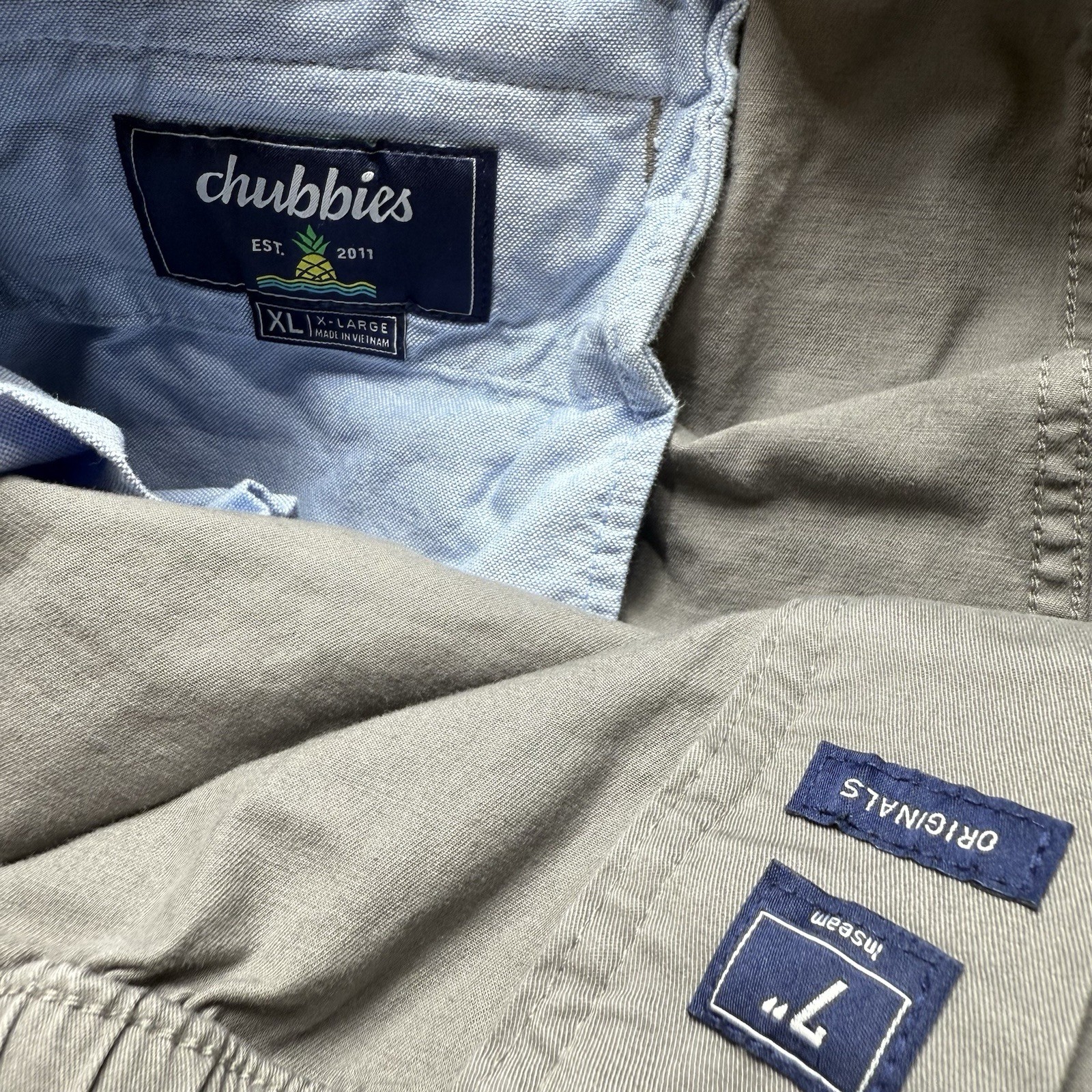 Chubbies Shorts Mens Size XL Grey Regular Fit 7" Inseam Chino