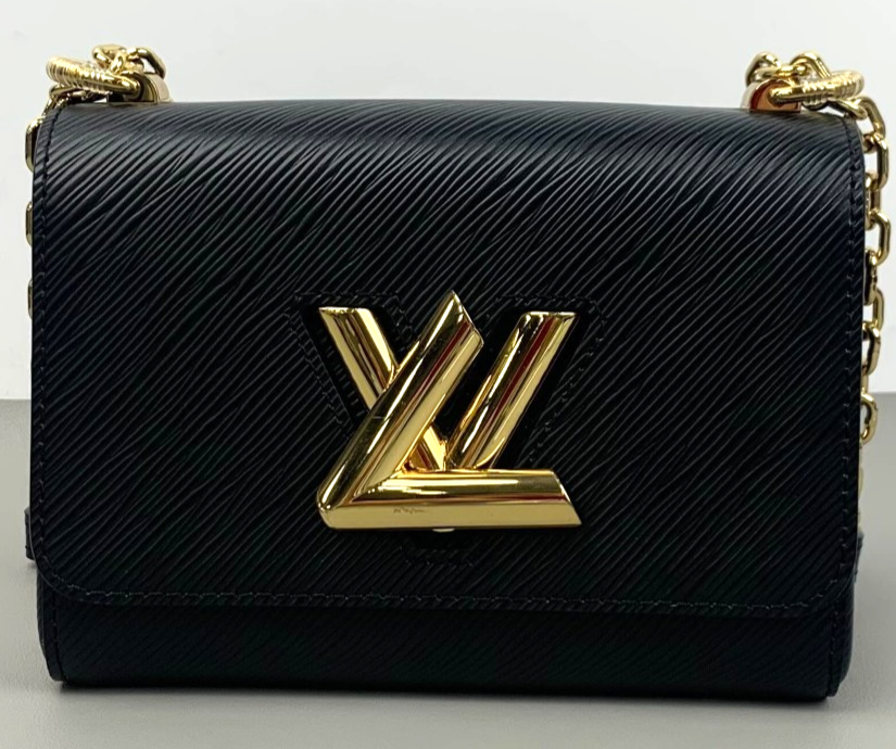 Louis Vuitton Twist Epi Leather Crossbody Bag Black Gold Chain Strap