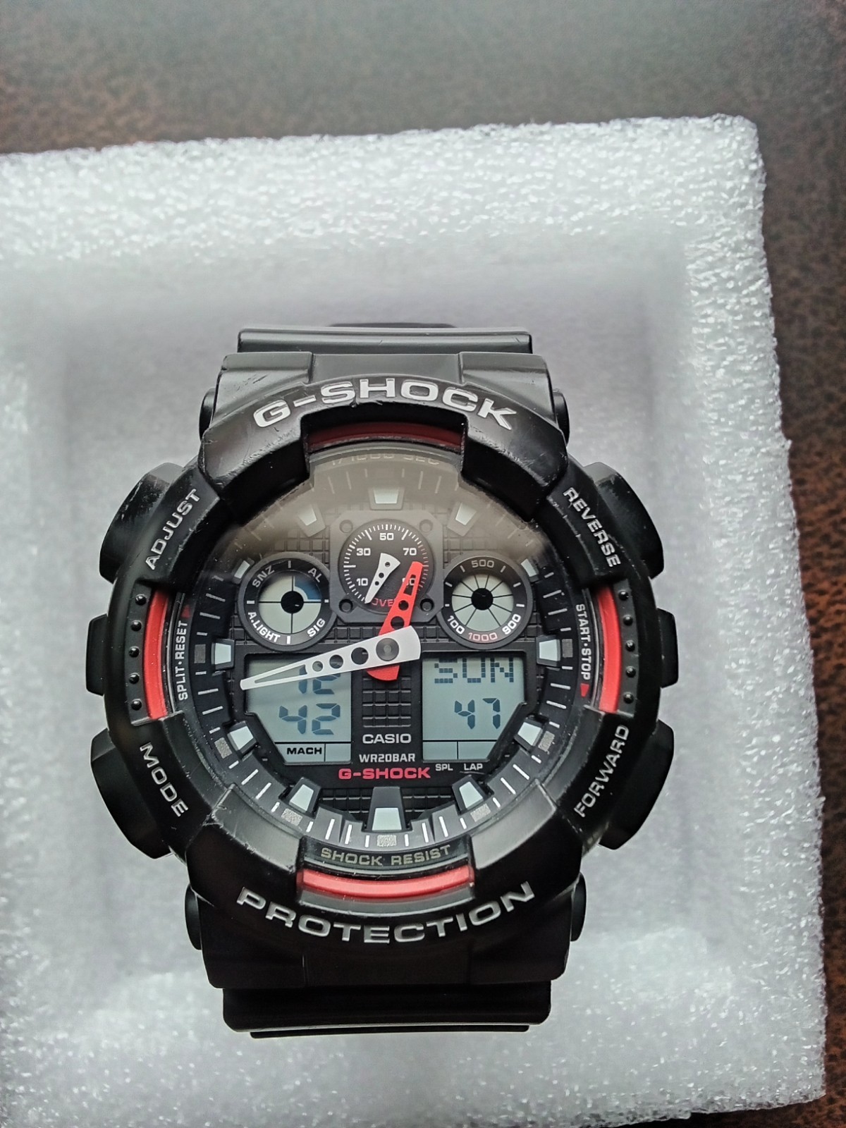 Men's Casio G-Shock GA-100 Black & Red Sport Watch - Digital/Analog Display