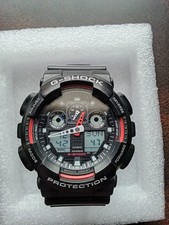 Men's Casio G-Shock GA-100 Black  Red Sport Watch - Digital/Analog Display