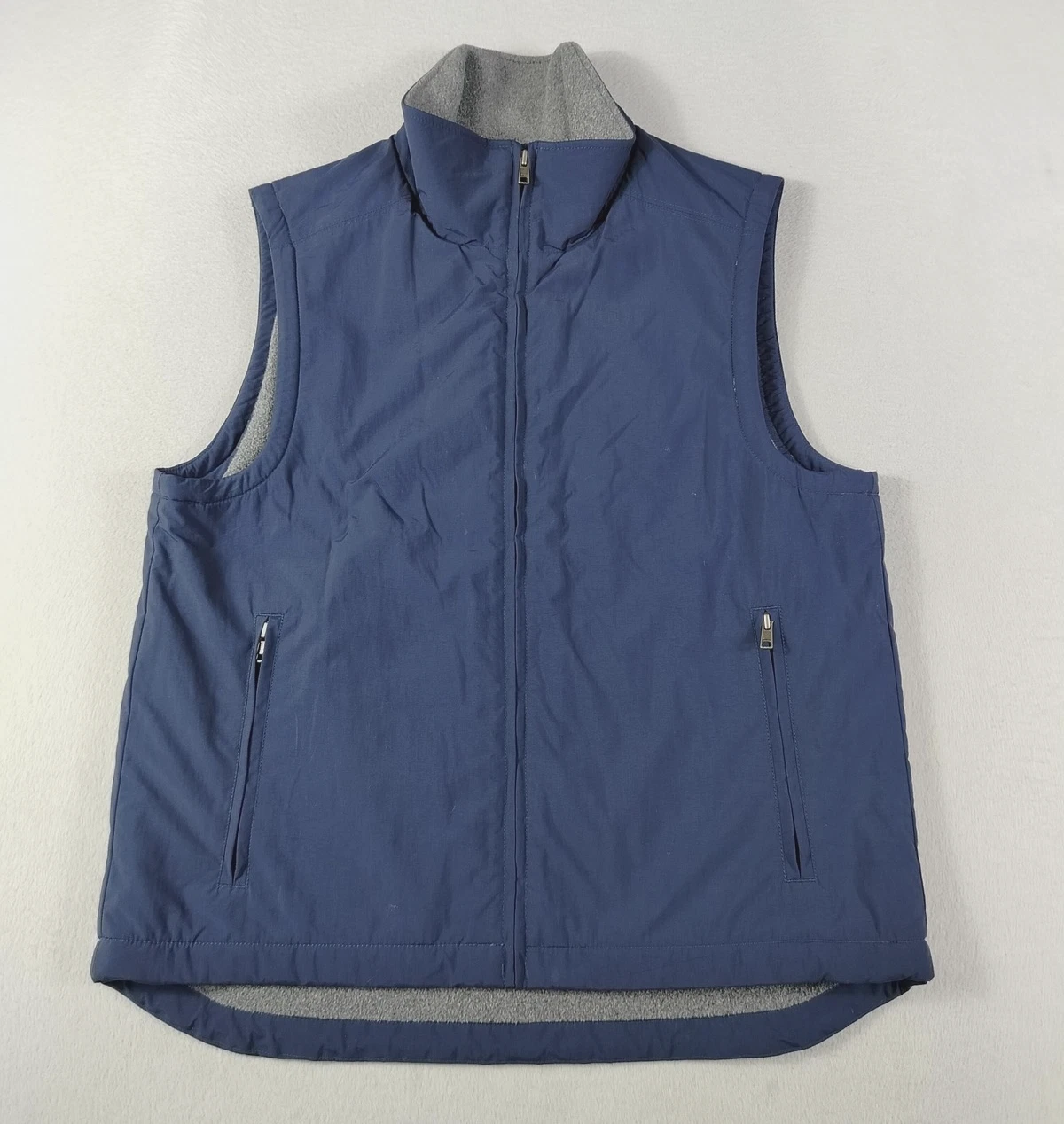 L.L.Bean Vest Mens Small Blue Nylon Fleece Lined Outdoor Windbreaker Gorpcore
