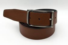 Marco Valentino Tobaco Saffiano Leather Men's Belt with Matte Buckle
