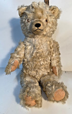 Vintage 1950s-60s 24" Mohair Teddy Bear Jointed Excelsior Orange/Brown Eyes