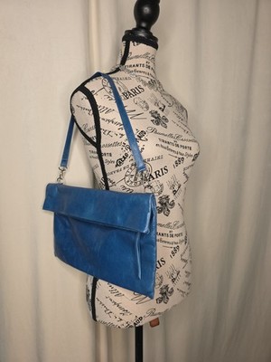 Gianni Chiarini Leather Clutch Blue Shoulder Bag Made In Italy Minimalist