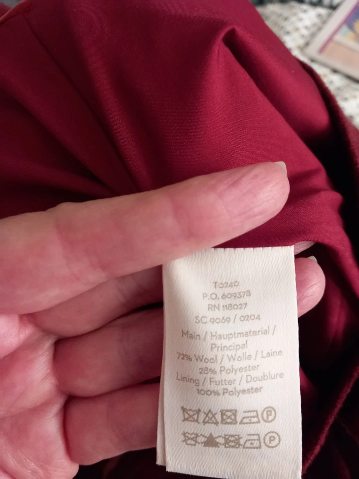 BODEN Rosemoor Paperbag Wool Winter Wide Leg Red Trousers T0240 SIZE UK 14R VGC - Image 4 of 4