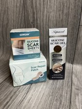 3 Piece Lot Scar Repair Kit, Scar Gel, Silicone Sheets, Patch