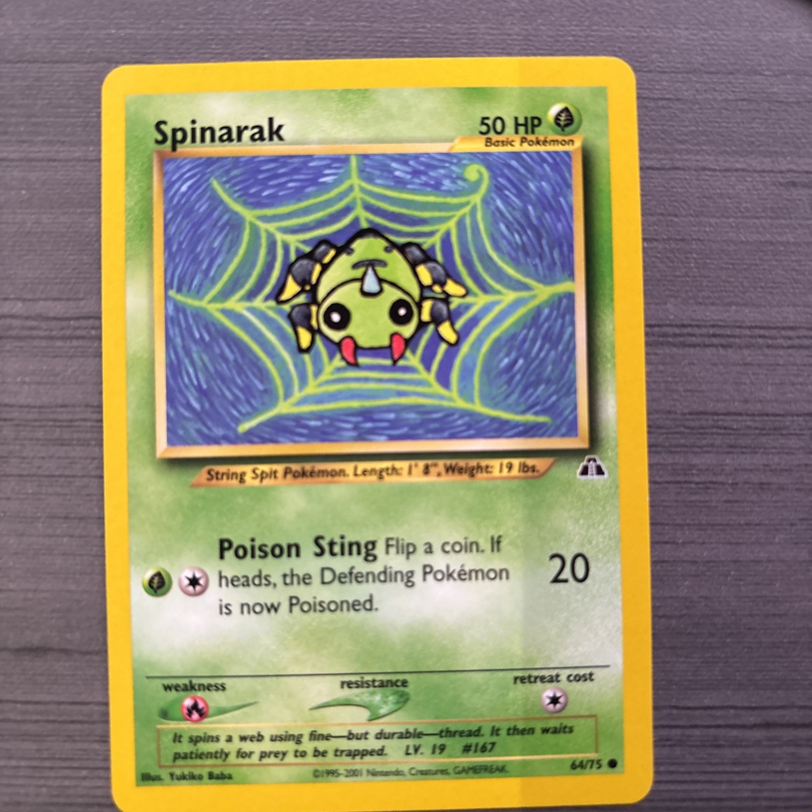 Pokémon TCG Spinarak Neo Discovery Card 64/75 Unlimited Common