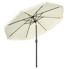 9ft Patio Umbrella with Tilt, Ruffled Outdoor Umbrella, Cream