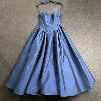Strapless Basque-Waist A-Line Midi Dress by BHLDN in Blue, Women's Size: XS Strapless Basque-Waist A-Line Midi Dress by BHLDN in Blue, Women's Size: XS