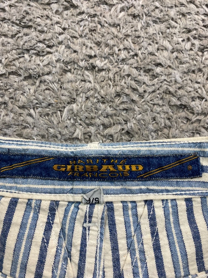 Pantalones Cortos De Colección Marithe Francois Girbaud Mujeres 5/6 Rayas Lino Sueltos Hechos en EE. UU. Años 90 Foto 3 de 4