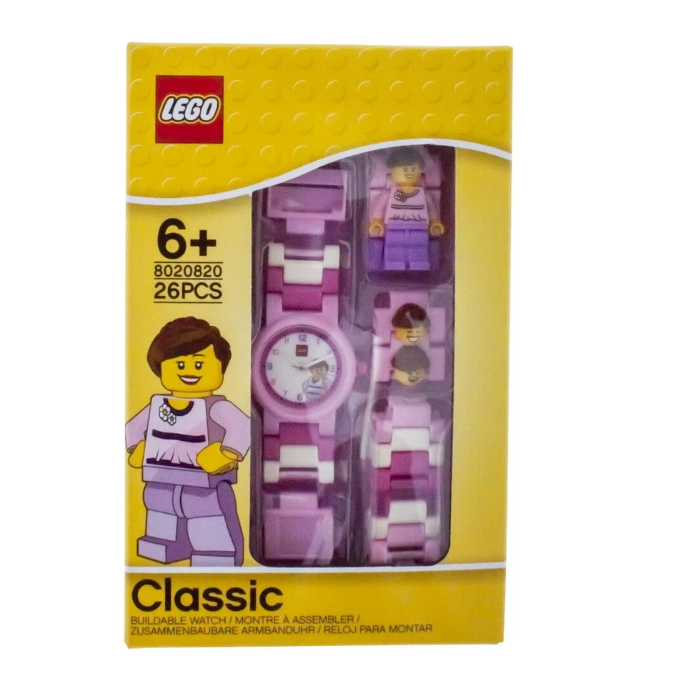 Lego Classic Pink Kids Minifigure Link Buildable Watch with Plastic Strap Pink