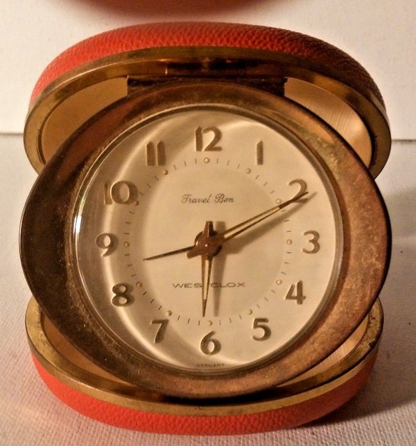 TESTEDVintage Red WESTCLOX Travel Ben 7 Jeweled Portable Alarm Clock