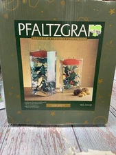 NEW Pfaltzgraff Galaxy Light Beams 2 FLOATING CANDLE VASES Holly Floral Inserts