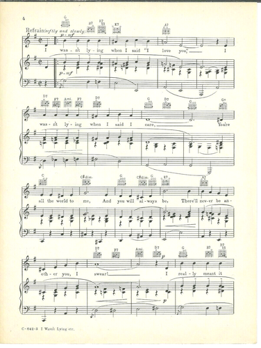 Vaughn De Leath Sheet Music I WASN'T LYING WHEN I SAID I LOVE YOU 1936 Piano Uke - Picture 4 of 6