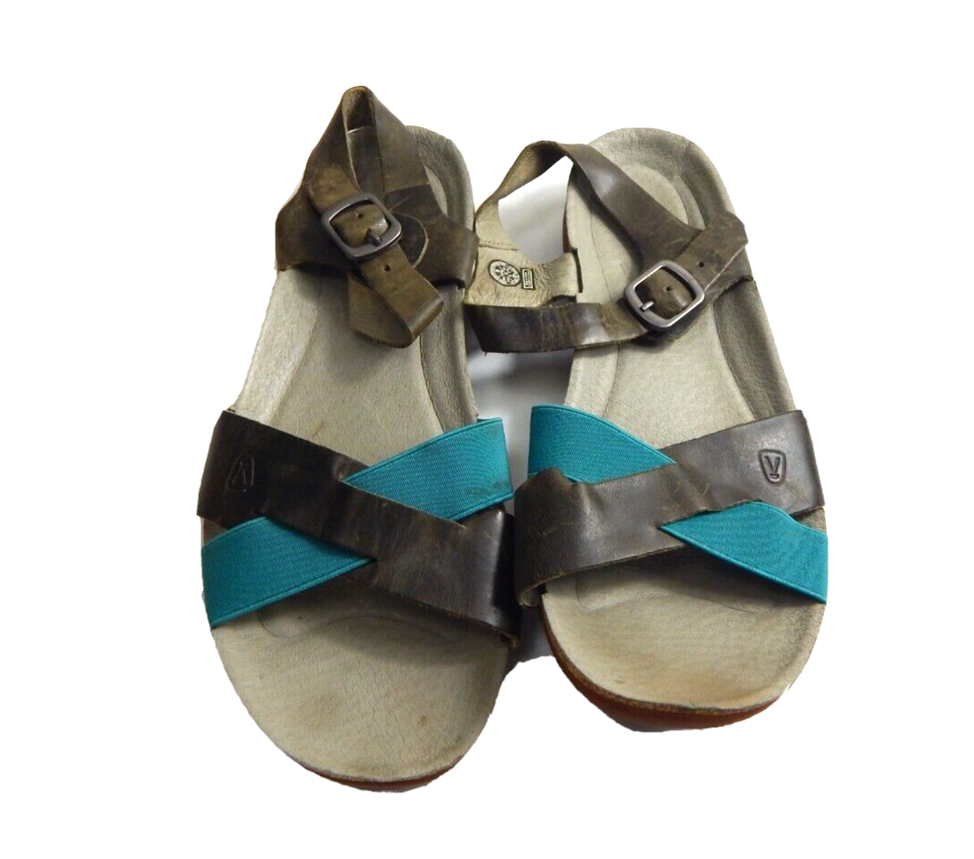 Keen donna 9 sandali bassi senza cinturino pelle verde usati in ottime condizioni spedizione gratuita