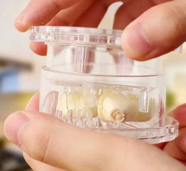 Juego de 3 Peladores y Picadores Giratorios de Ajo Mejor Herramienta que Necesitas en Cocina, Transparente,Nuevo Foto 2 de 4