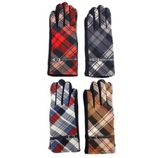 Womens Plaid Gloves Buckle Belt Touchscreen Fingertip Warm Winter Outerwear