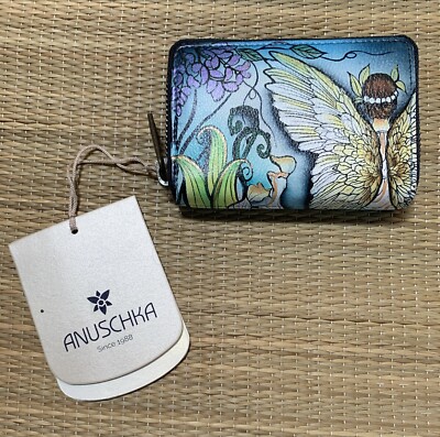 Anuschka Leather Accordion Style Card Holder Enchanted Garden 1110-ECG