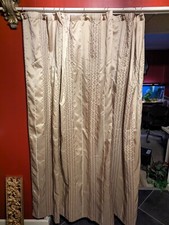 Shower Curtain Gold with White and Brown Stitching