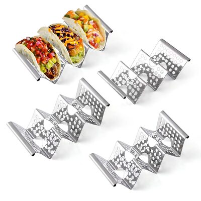 Chbuuero Taco Holders Set of 4, Taco Stand, Stainless Steel Taco Holder, Each...