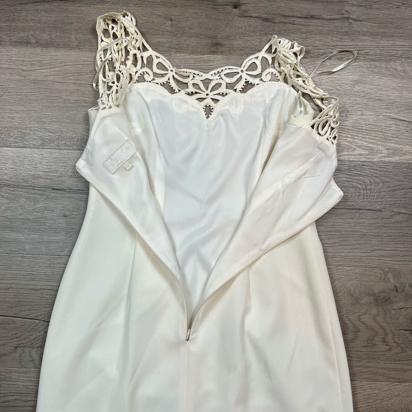 Vintage 90’s Laundry Shelli Segal Dress Women Off White 100% Polyester Size 10 thumbnail 10