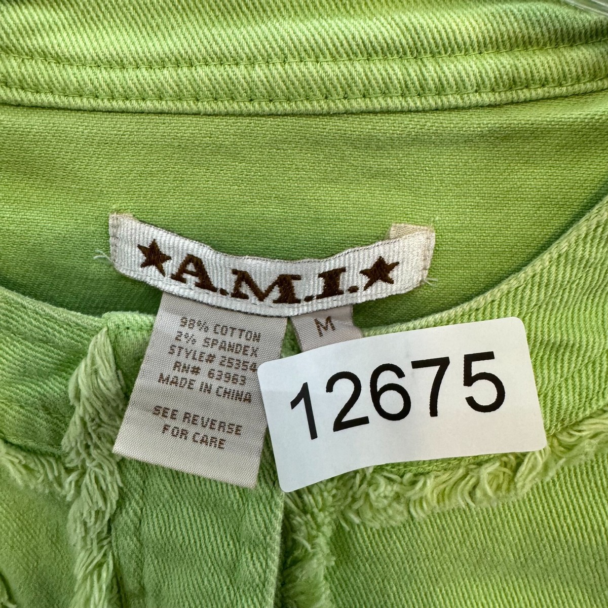 その他 R Y2K Vintage Denim Jacket Medium Lime Neon Green Military Cyber