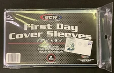 1 - Sealed 100ct Pack BCW First Day Issue Cover Sleeves Holds #6 Envelope QTY