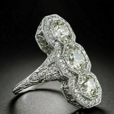 Art Deco Style Lab Created Diamond Filigree Engagement Ring In 14K White Gold FN
