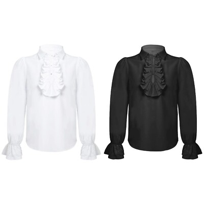 Boys Medieval Pirate Shirt Renaissance Costume Colonial Ruffle Shirts ...