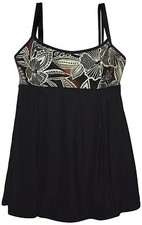 New NWSC Women's Plus Size Scoop Neck Swimdress Swimsuit 18 20 W Brown Floral