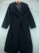 Vintage Centigrade Cashmere Wool Trench Overcoat Long Jacket Womens Medium Black