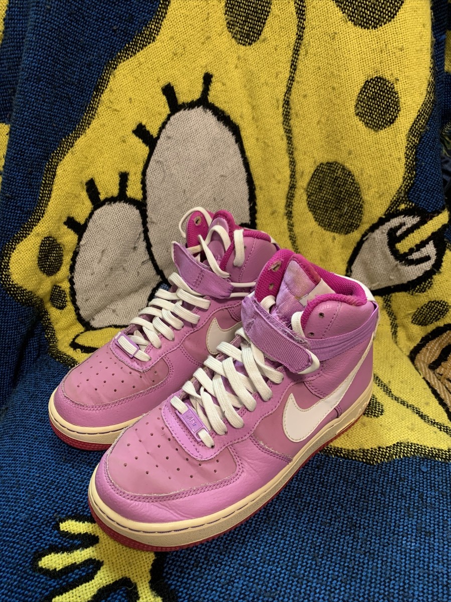 Nike Air Force1 653998-501 HI GS Fuchsia Glow Pink High Top Size