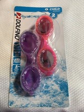 DOLFINO Child 2 Pack Swim Goggles Purple Pink Swimming Pool Kids 4 