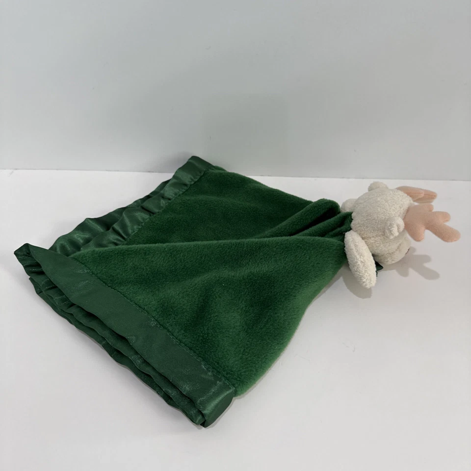 Mantas vintage y más allá Rudolph Reindeer Lovey felpa verde satinado ribete Foto 3 de 4