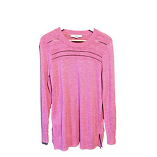 Loft Ann Taylor Women's Lightweight Sweater Pink Mini Keyhole Yoke Sz M Feminine