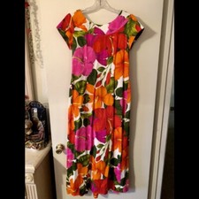 Vintage Pacific Isle Creations of Hawaii Neon Floral Muu Muu Dress  Size 12