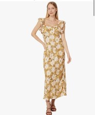 Madewell Womens Sz 4 Angelina Floral Yellow Maxi Dress Tropical Vacation Resort