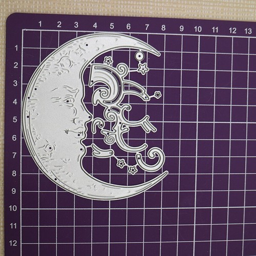 Smiling Crescent Moon Swirls Stars Metal Cutting Dies Scrapbooking Card Craft - Picture 3 of 5