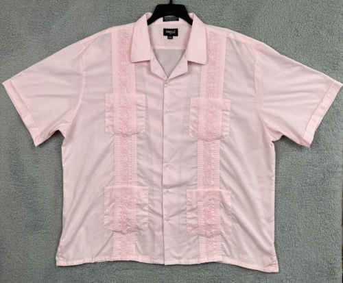 Omega Italy Guayabera Shirt Mens 4X Pink Short Sleeve Cuban Beach Wedding