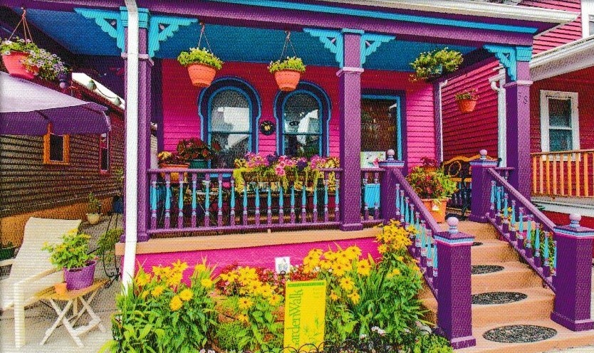 ✼Purpleviolet✼ Flowers on Purple Porch Floral Display Jigsaw Puzzle 350