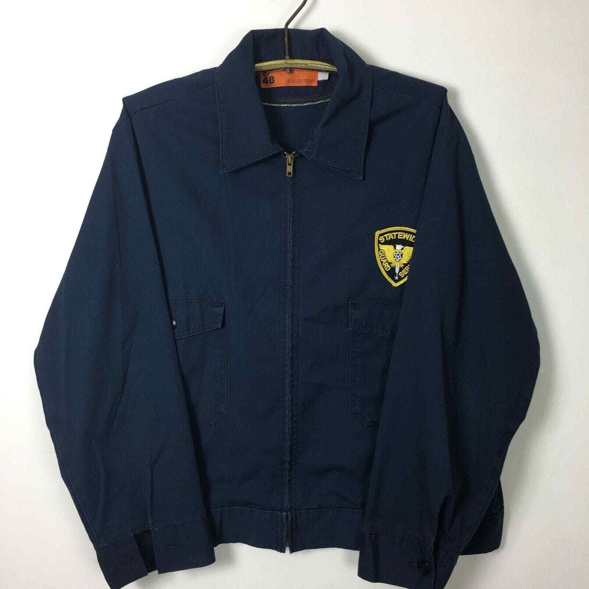 Vintage Uniform Jacket, 80s Blue Canvas Zip Front Workwear